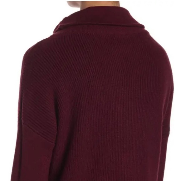 NWOT DEVOTION BY CYRUS Cowlneck Ribbed Tunic Sweater Sz Medium Burgundy Knit - Picture 2 of 10